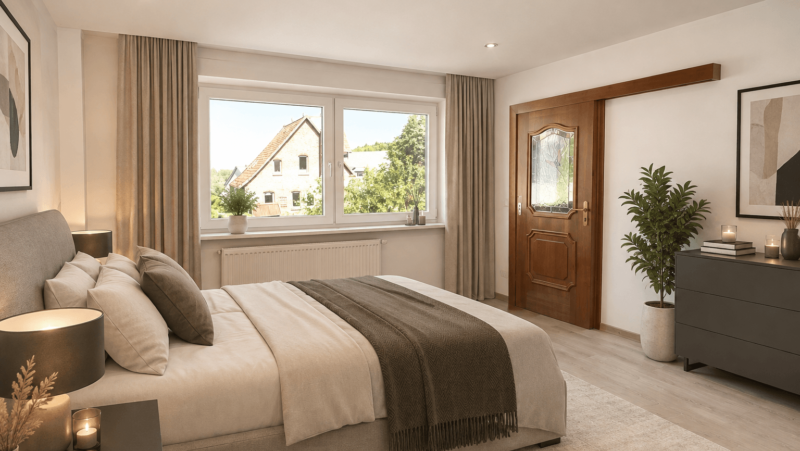 Schlafzimmer KI generiert möbliert
