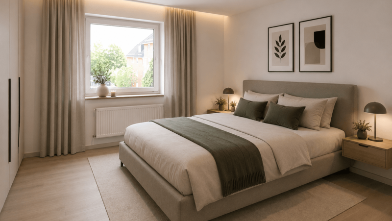 Schlafzimmer KI generiert möbliert